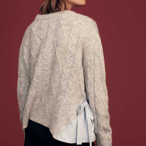 Anthropologie Cable Knit Tie Sweater NWOT Size Large - Picture 2 of 11